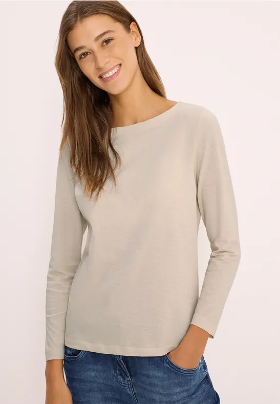 Basic shirt met lange mouwen oat milk beige
