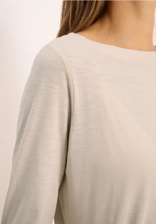 Basic shirt met lange mouwen oat milk beige