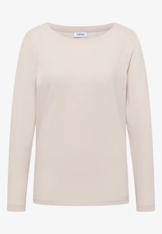 Basic Langarmshirt light greige