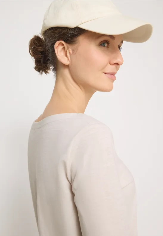 Basic Langarmshirt light greige