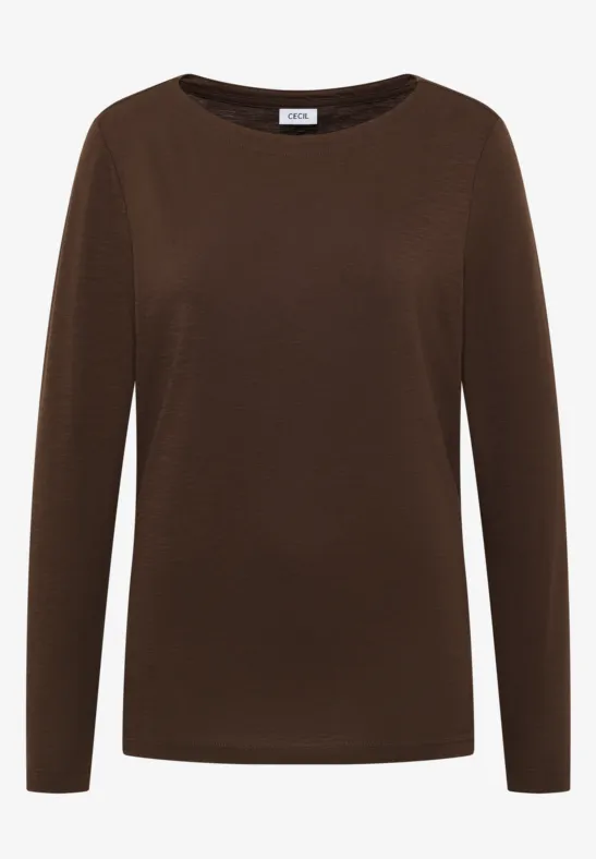 Basic Langarmshirt chocolate mousse