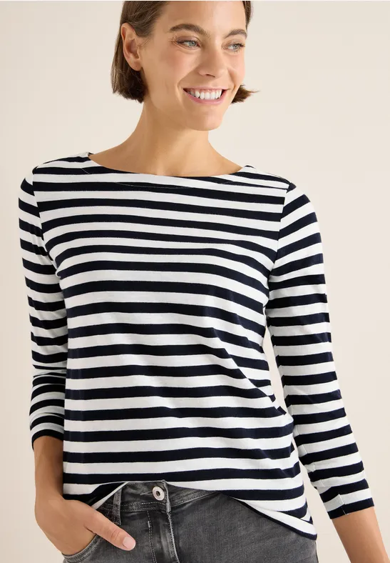 Gestreiftes Basic Shirt vanilla white