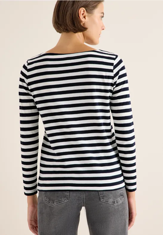 Gestreiftes Basic Shirt vanilla white