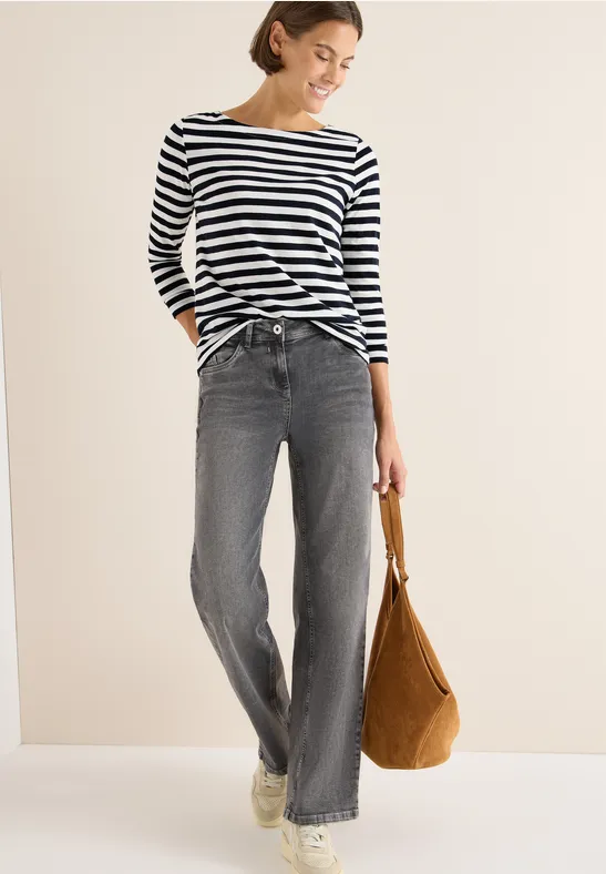 Gestreiftes Basic Shirt vanilla white