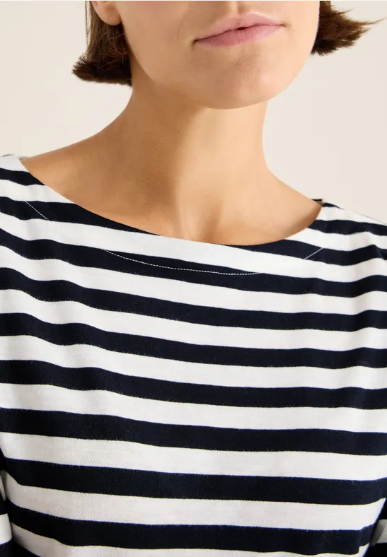 Gestreiftes Basic Shirt vanilla white