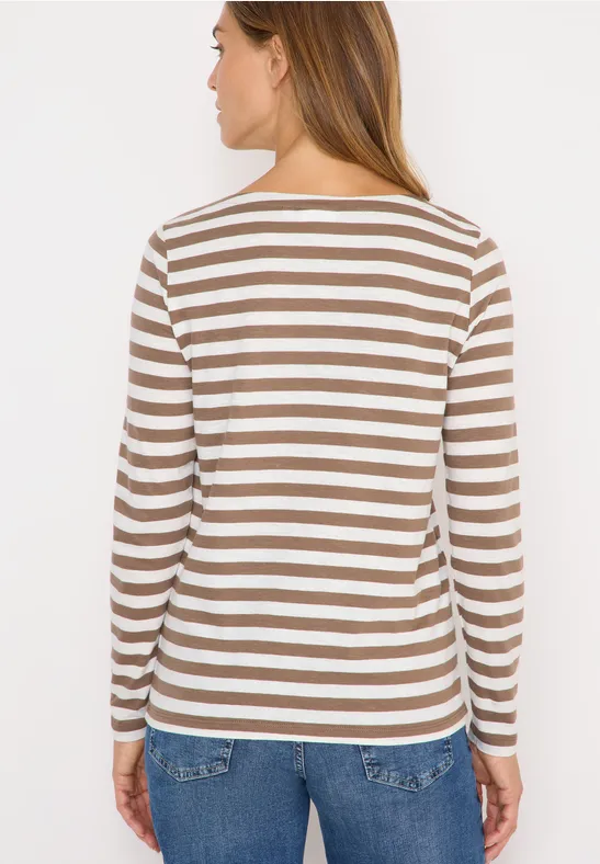 Gestreiftes Basic Shirt natural taupe