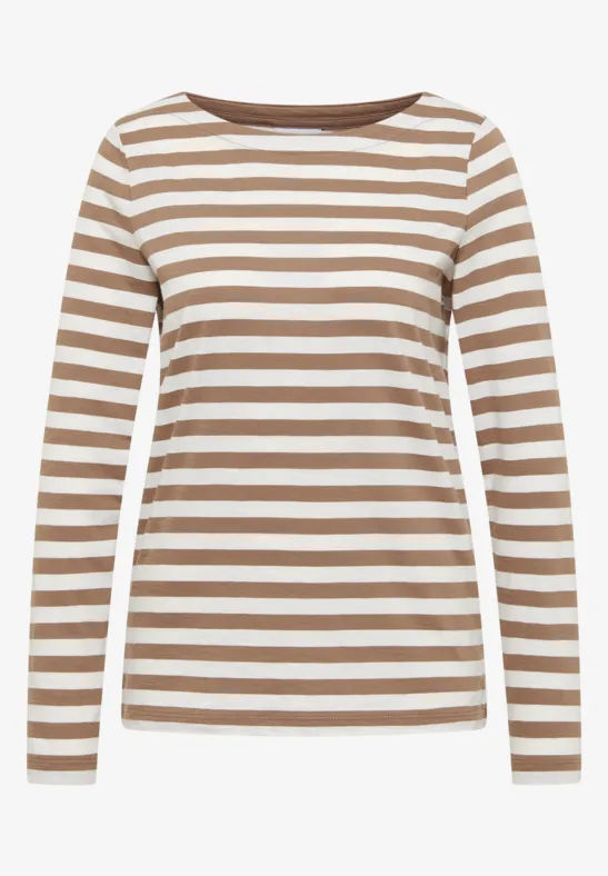 Gestreiftes Basic Shirt natural taupe