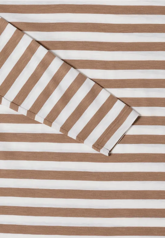 Gestreiftes Basic Shirt natural taupe