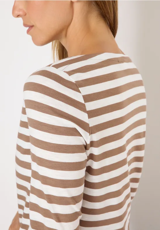 Gestreiftes Basic Shirt natural taupe