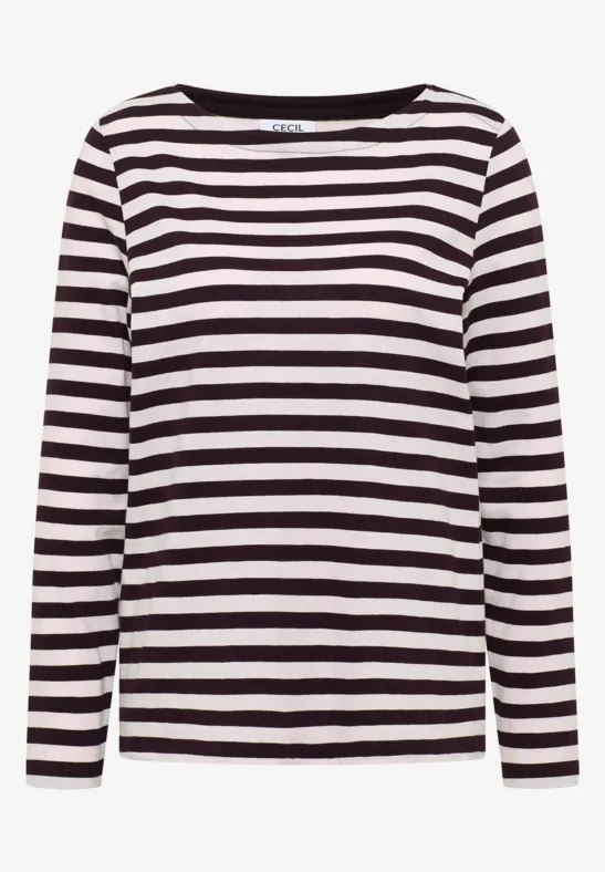 T-shirt de base rayé eggplant red