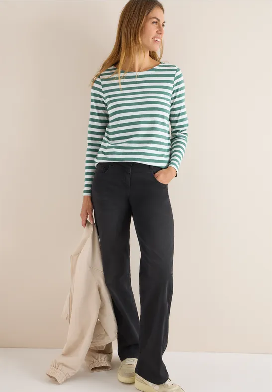 Gestreiftes Basic Shirt jewel green