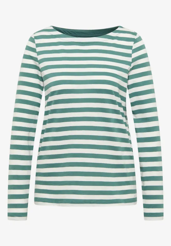 Gestreiftes Basic Shirt jewel green