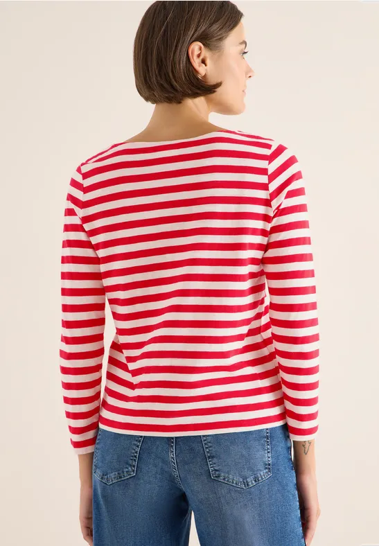 Gestreiftes Basic Shirt fiery red