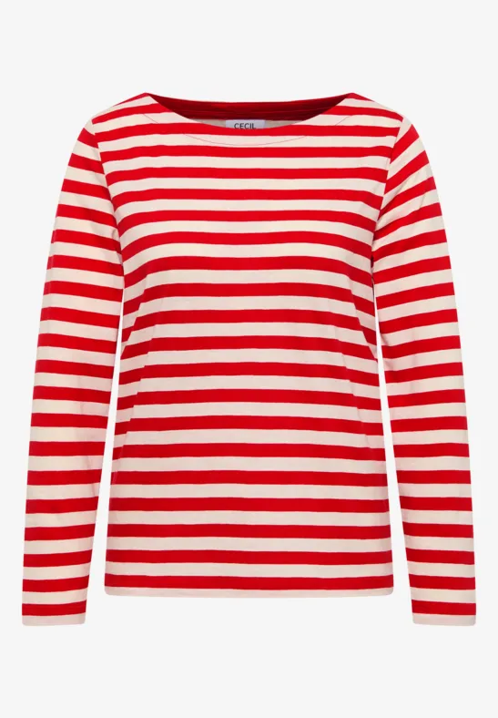 Gestreiftes Basic Shirt fiery red