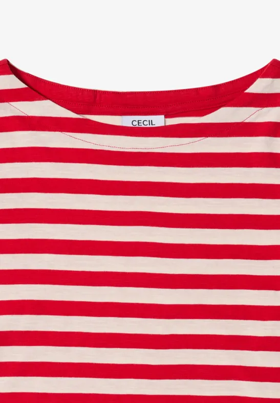 Gestreiftes Basic Shirt fiery red