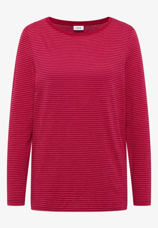 Shirt met ton-sur-ton strepen beaujolais red