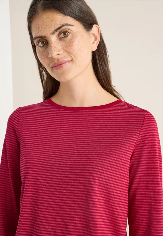 Shirt met ton-sur-ton strepen beaujolais red