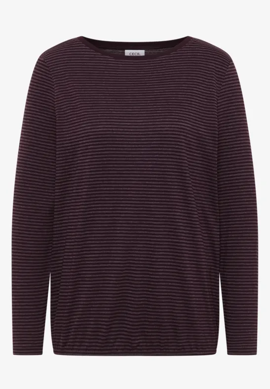 Shirt met ton-sur-ton strepen eggplant red