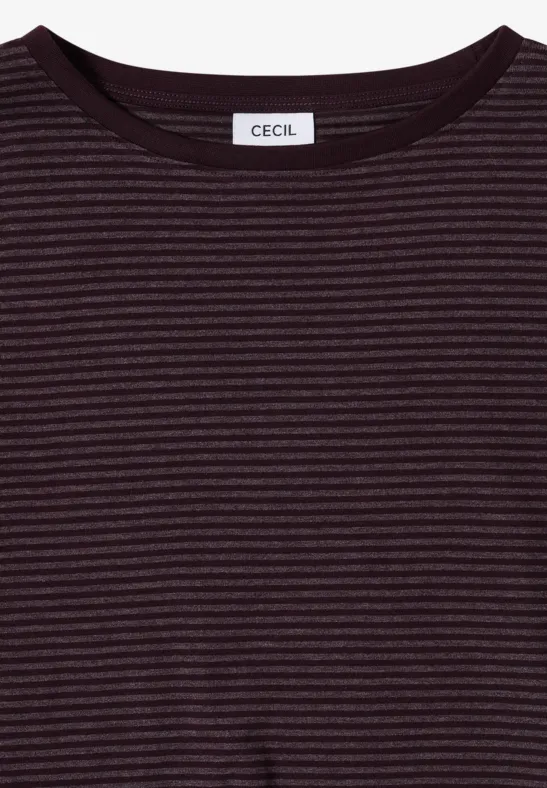 Shirt met ton-sur-ton strepen eggplant red