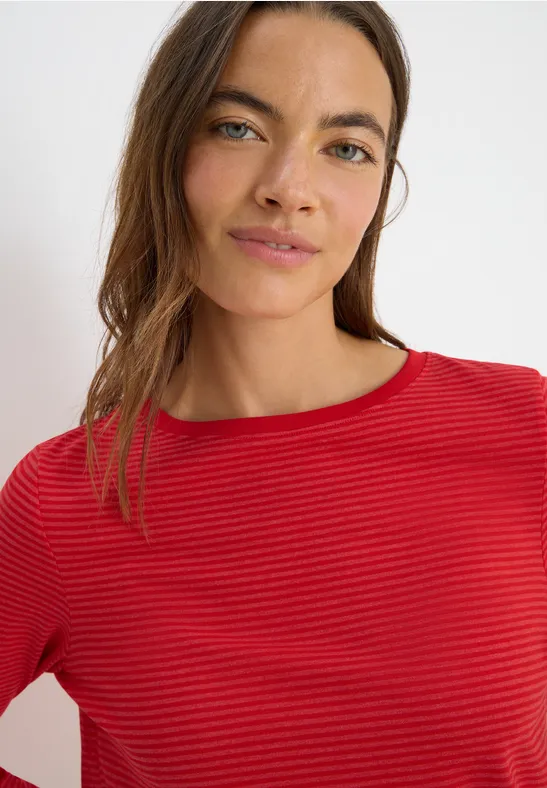 T-shirt à rayures tonales fiery red