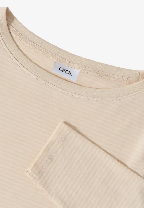 T-shirt à rayures tonales oat milk beige