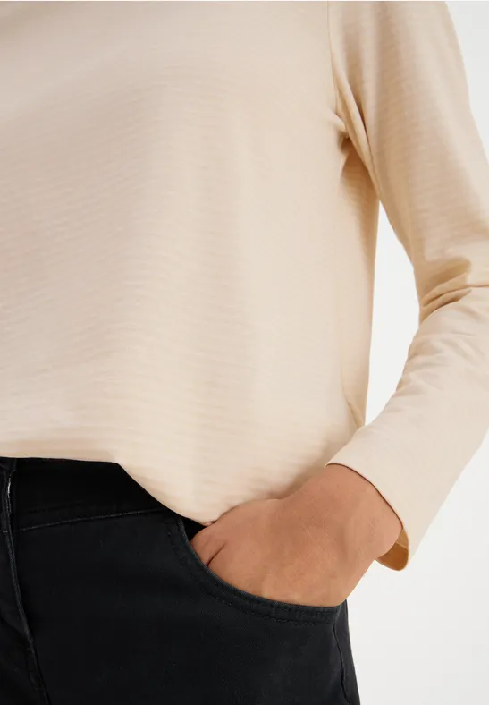 T-shirt à rayures tonales oat milk beige