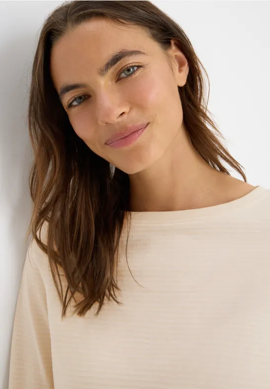 T-shirt à rayures tonales oat milk beige
