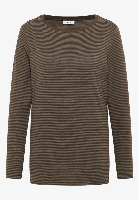 Shirt met ton-sur-ton strepen chocolate mousse