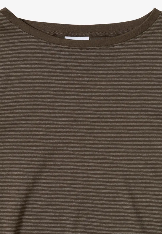 Shirt met ton-sur-ton strepen chocolate mousse