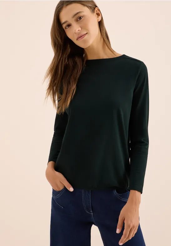 Shirt in Unifarbe ink green