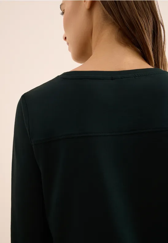 Shirt in Unifarbe ink green