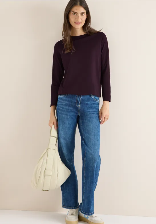 Shirt in Unifarbe eggplant red