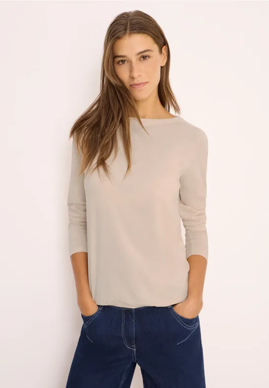 Shirt in effen kleur oat milk beige