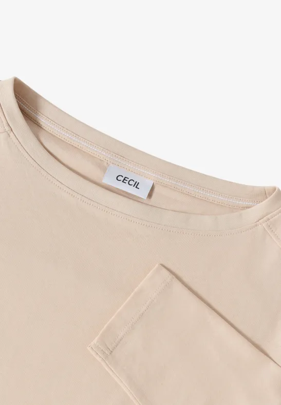 Shirt in effen kleur oat milk beige