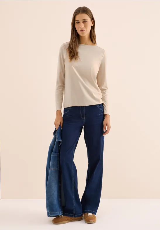 Shirt in effen kleur oat milk beige