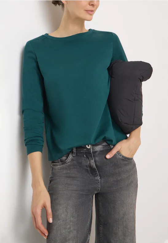 Shirt in Unifarbe dark sea green