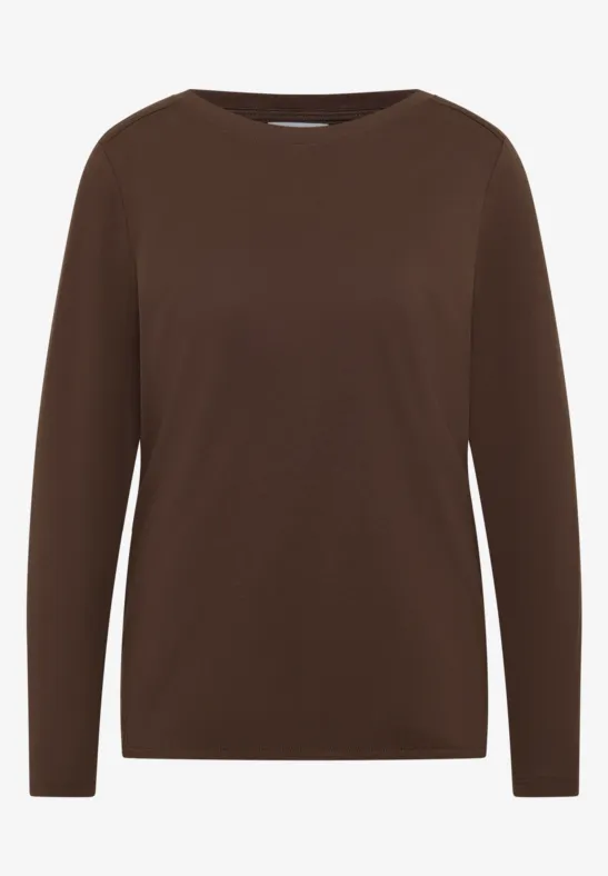 Shirt in Unifarbe chocolate mousse