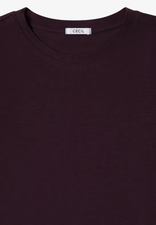 Basic Rundhalsshirt eggplant red