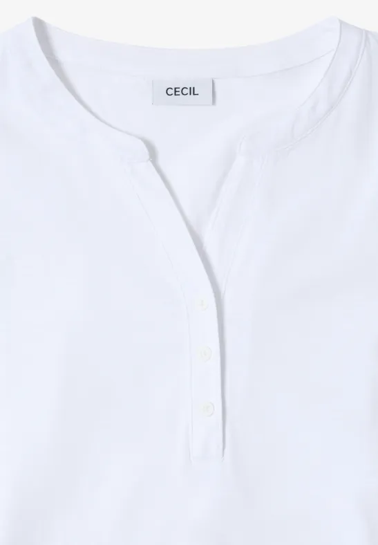 Split Neck Langarmshirt White