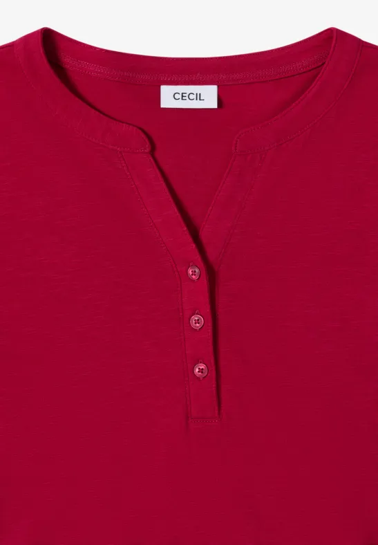 Split Neck Langarmshirt beaujolais red