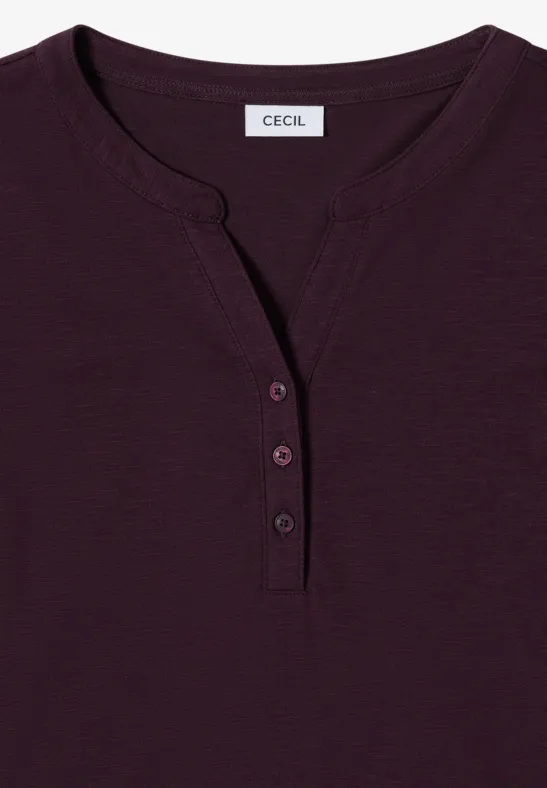 Shirt met lange mouwen met gespleten hals eggplant red