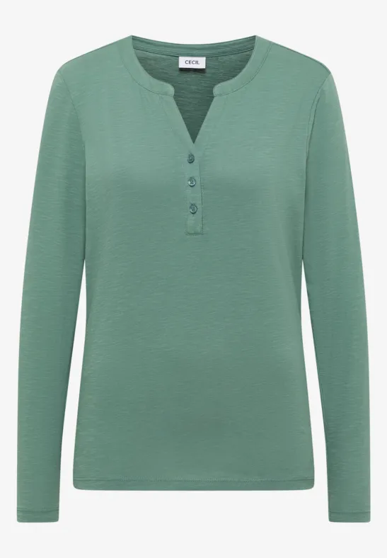 Shirt met lange mouwen met gespleten hals jewel green