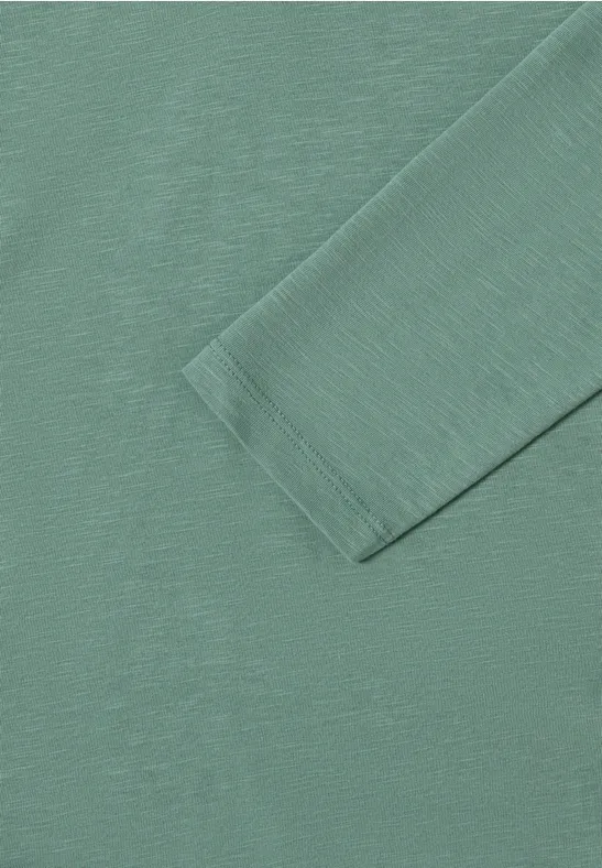 Shirt met lange mouwen met gespleten hals jewel green