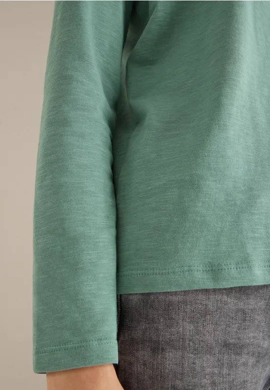 Shirt met lange mouwen met gespleten hals jewel green
