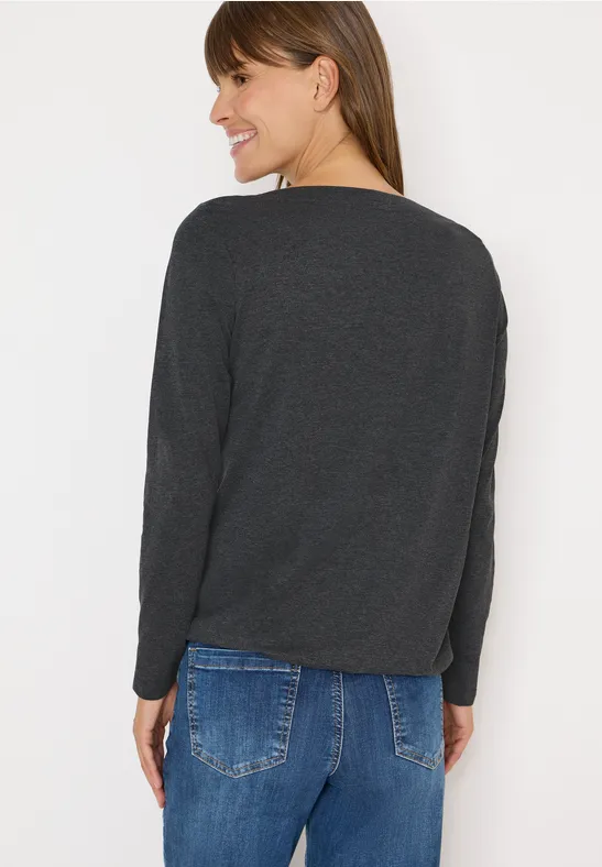 Shirt met lange mouwen black melange