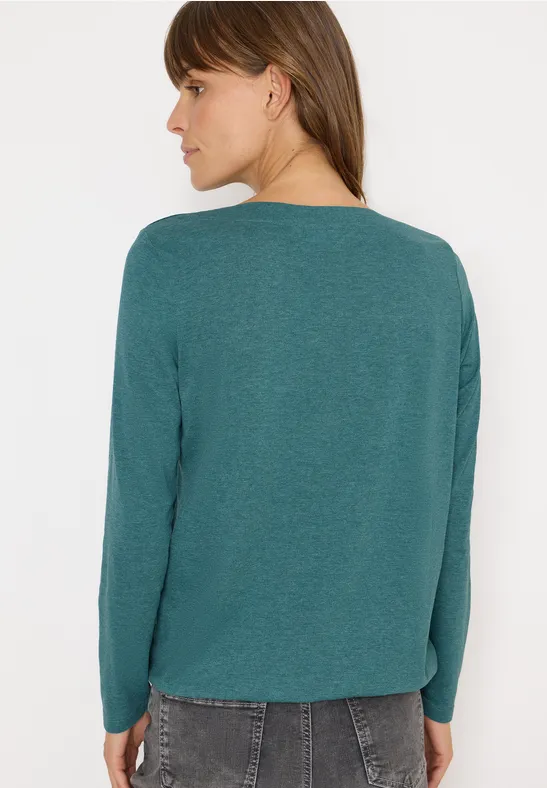 Langarmshirt dark sea green melange
