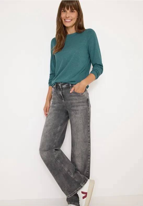 Langarmshirt dark sea green melange