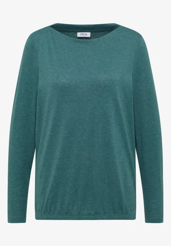 Langarmshirt dark sea green melange