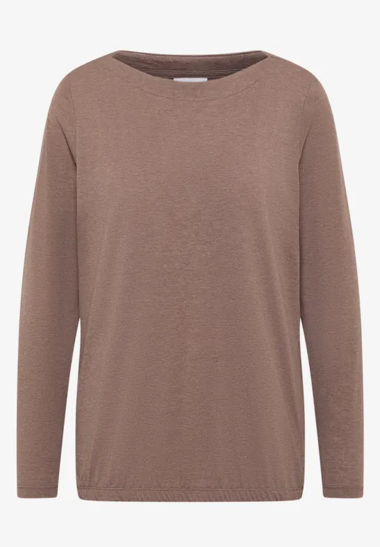 Shirt met lange mouwen chocolate mousse melange