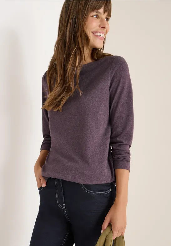 Shirt met lange mouwen eggplant red melange